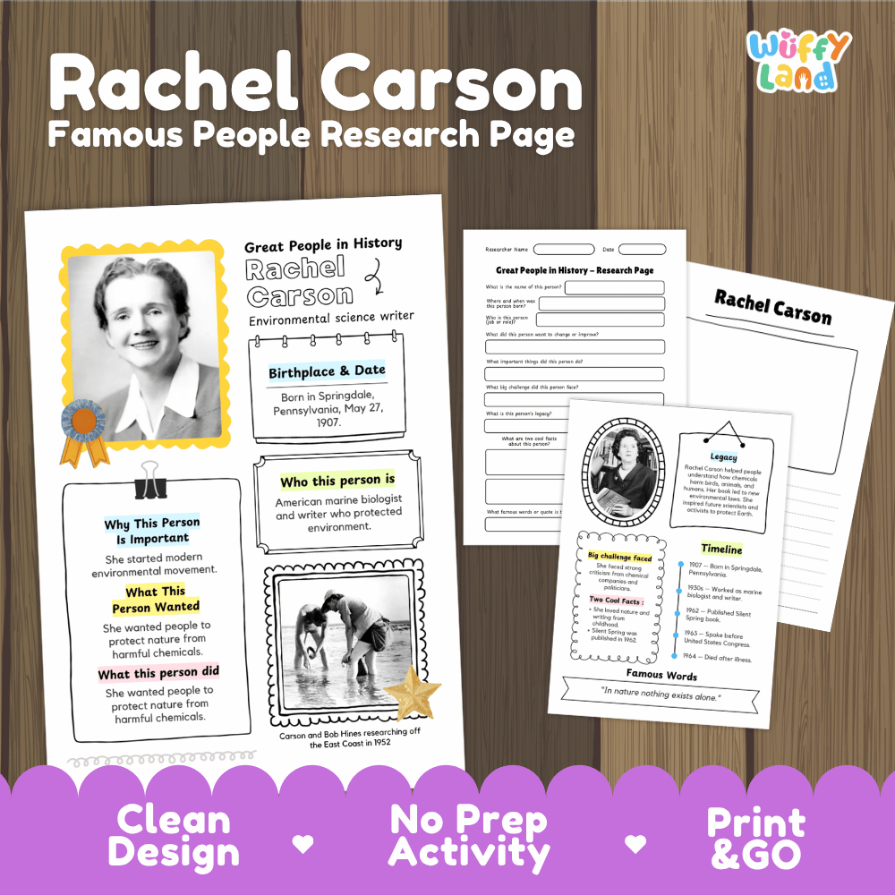 Rachel Carson Biography Research Project and Worksheets - Famous People in History