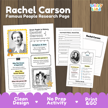 Rachel Carson Biography Research Project and Worksheets - Famous People in History