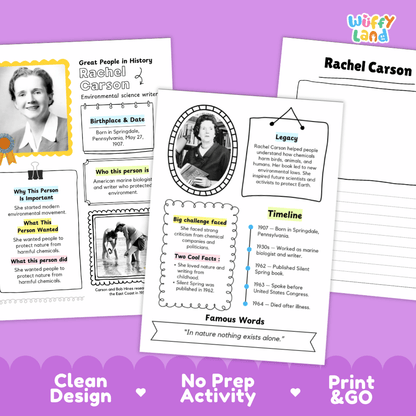 Rachel Carson Biography Research Project and Worksheets - Famous People in History