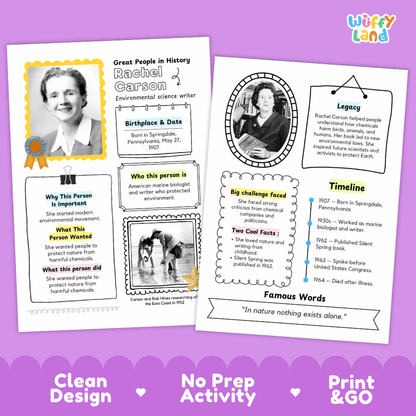 Rachel Carson Biography Research Project and Worksheets - Famous People in History