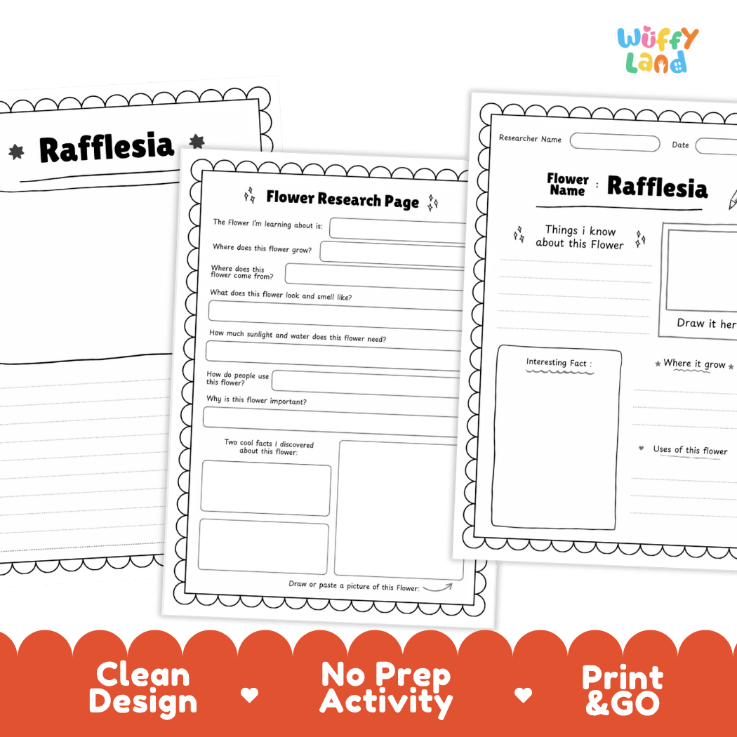 Rafflesia Plant Research Page and Worksheets Print and Go Activity