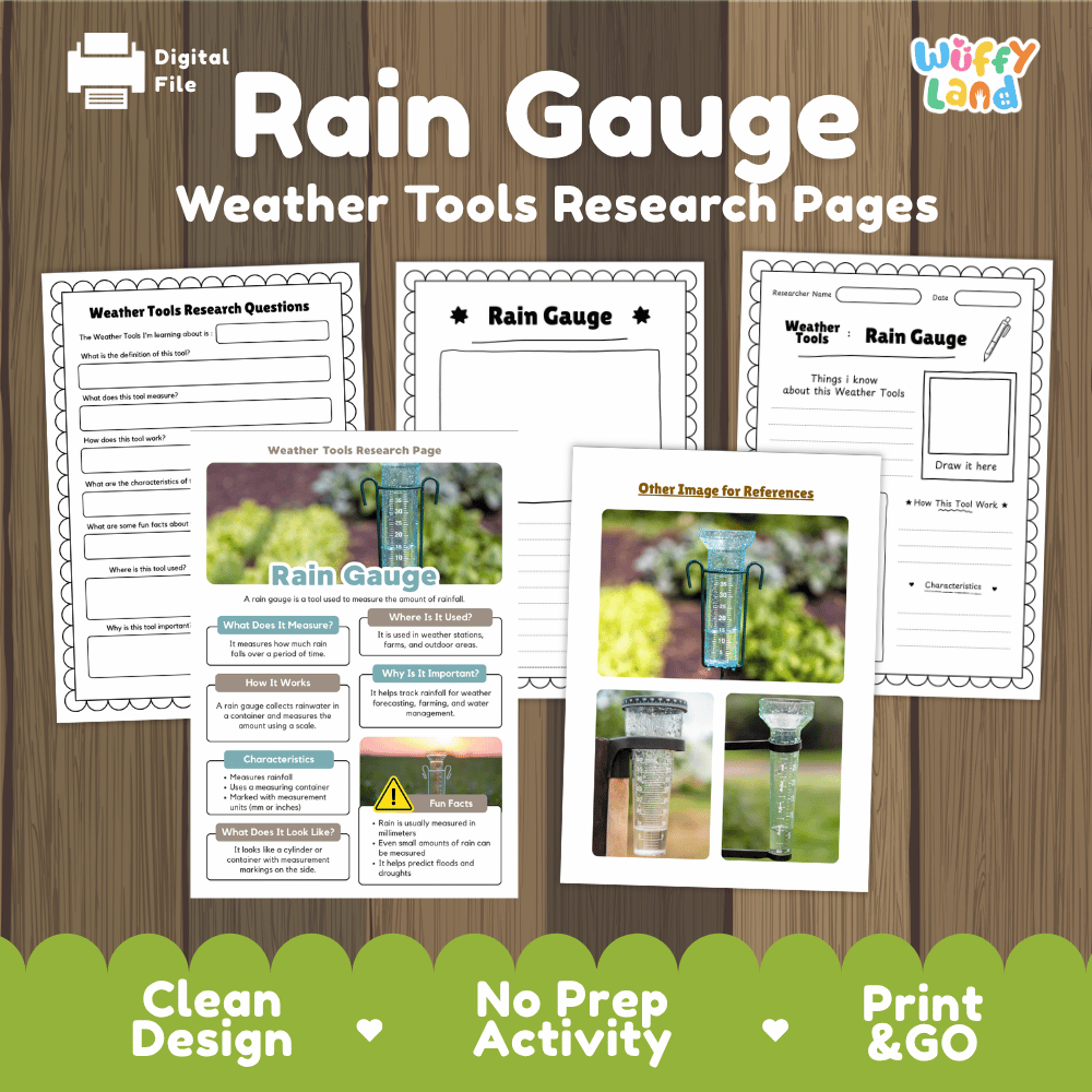 Rain Gauge Weather Tools Research Pages Worksheets Weather Science Activity