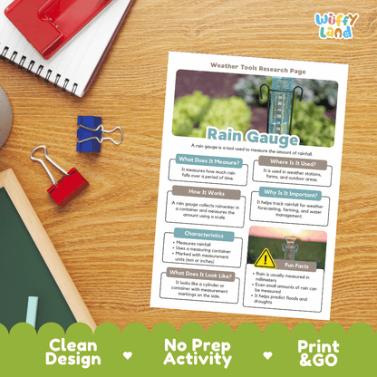 Rain Gauge Weather Tools Research Pages Worksheets Weather Science Activity