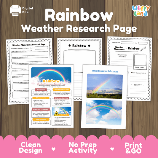 Rainbow Weather Phenomena Research Worksheets and Informational Fact Sheets