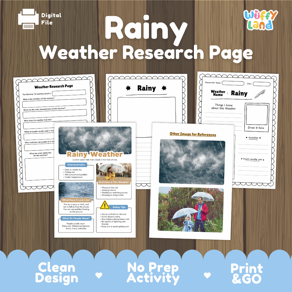 Rainy Weather Research Worksheets and Informational Fact Sheets