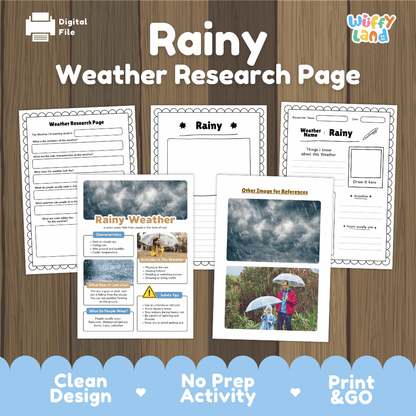 Rainy Weather Research Worksheets and Informational Fact Sheets