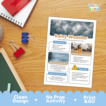 Rainy Weather Research Worksheets and Informational Fact Sheets