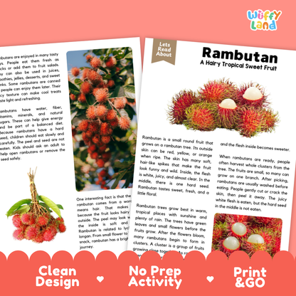 Teacher answer key page showing complete question solutions for Rambutan nature and science reading comprehension practice