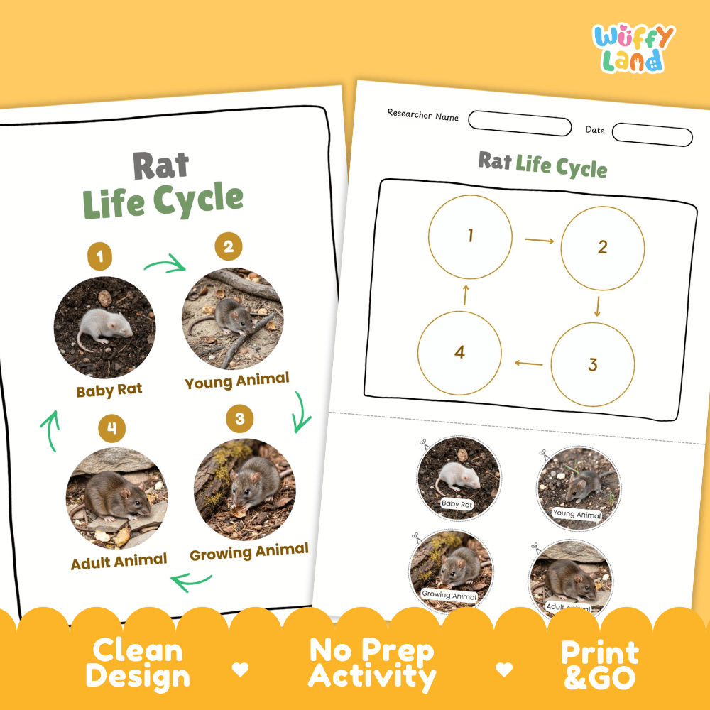 Rat Life Cycle Poster and Cut and Paste Activity Worksheets