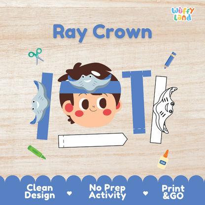 Ray Crown Ocean Animal Hat Printable Craft Activity Headband Cutouts