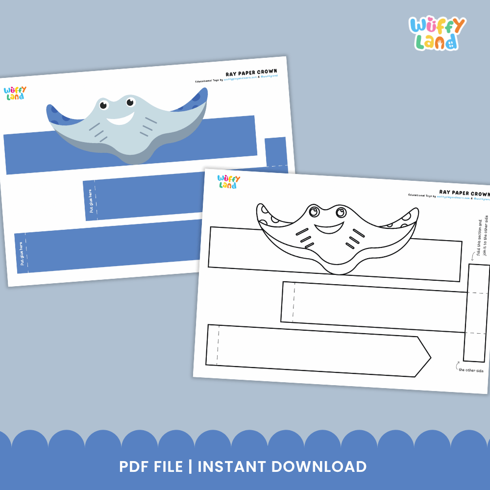 Ray Crown Ocean Animal Hat Printable Craft Activity Headband Cutouts