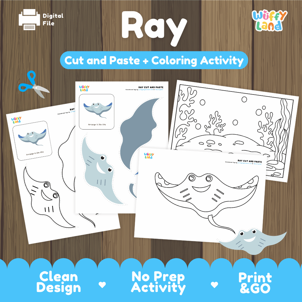 Ray Cut and Paste Craft and Coloring Activity Worksheets