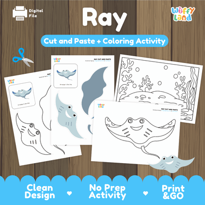 Ray Cut and Paste Craft and Coloring Activity Worksheets