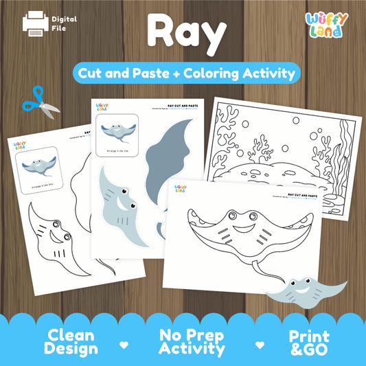 Ray Cut and Paste Craft and Coloring Activity Worksheets