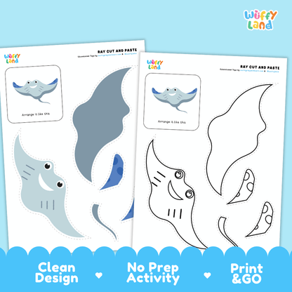 Ray Cut and Paste Craft and Coloring Activity Worksheets