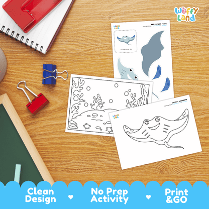 Ray Cut and Paste Craft and Coloring Activity Worksheets