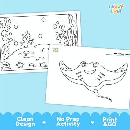 Ray Cut and Paste Craft and Coloring Activity Worksheets