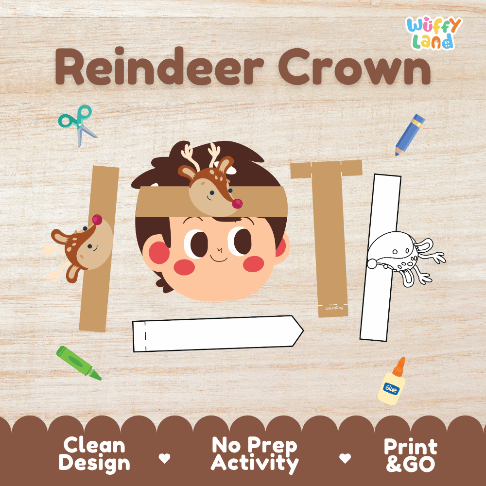 Reindeer Crown Craft Printable Activity Worksheets