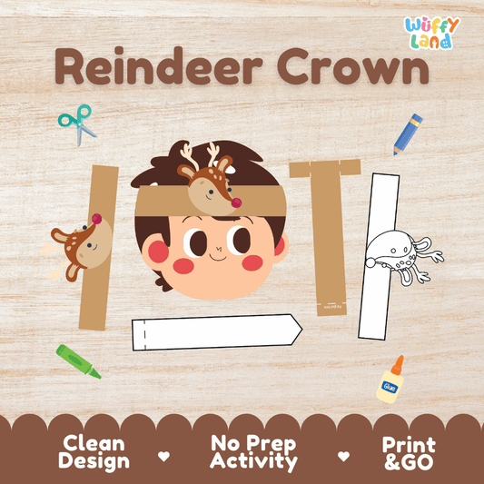 Reindeer Crown Craft Printable Activity Worksheets