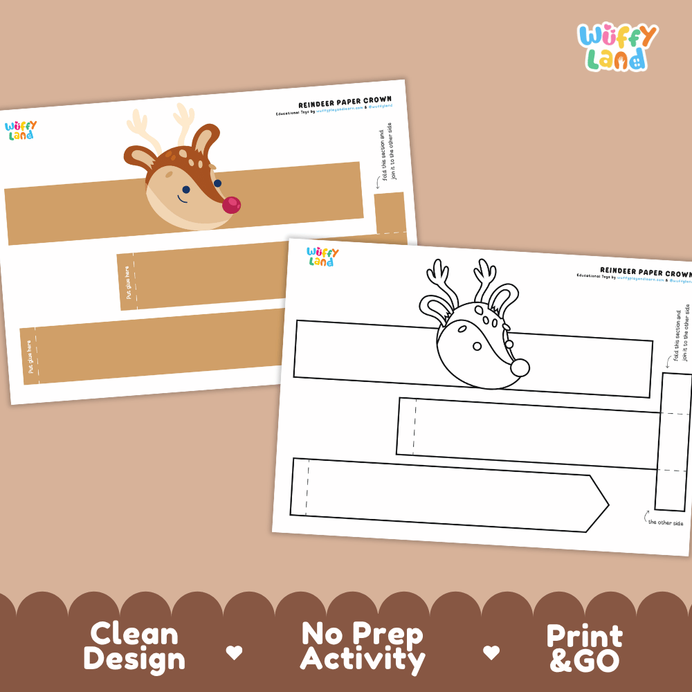Reindeer Crown Craft Printable Activity Worksheets