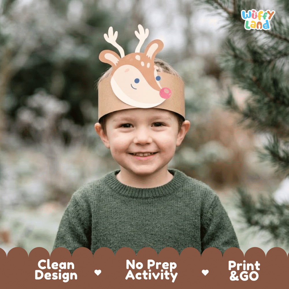 Reindeer Crown Craft Printable Activity Worksheets