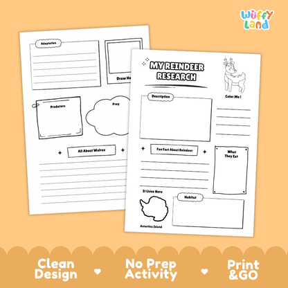 Reindeer Science and Writing Craft Activity Worksheets
