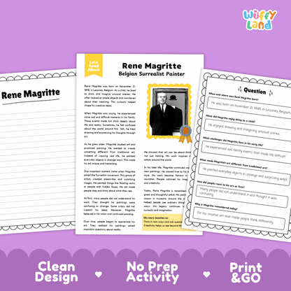 Rene Magritte Biography Reading Passage and Writing Activity Worksheets