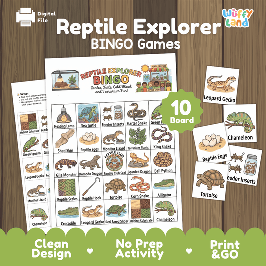Reptile Explorer BINGO Games Printable Science Animal Habitat Activity Cards