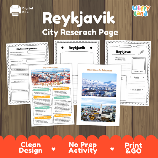 Reykjavik Iceland City Research Project Activity Worksheets and Fact Sheet