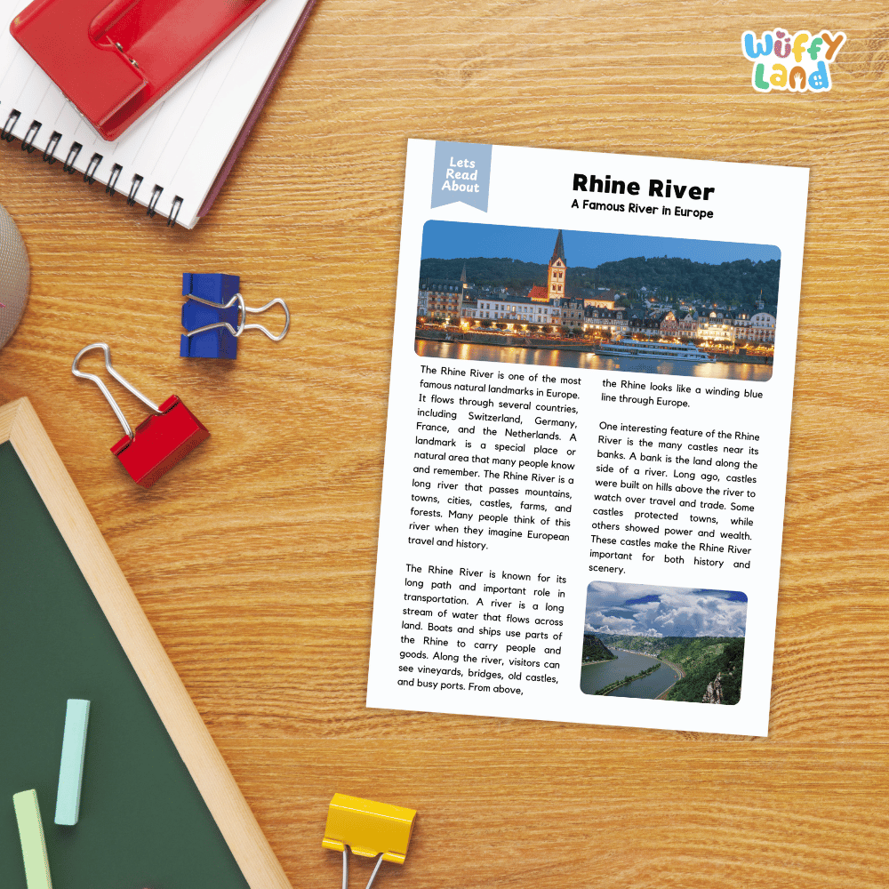 Rhine River Landmark Reading Passages and Comprehension Worksheets