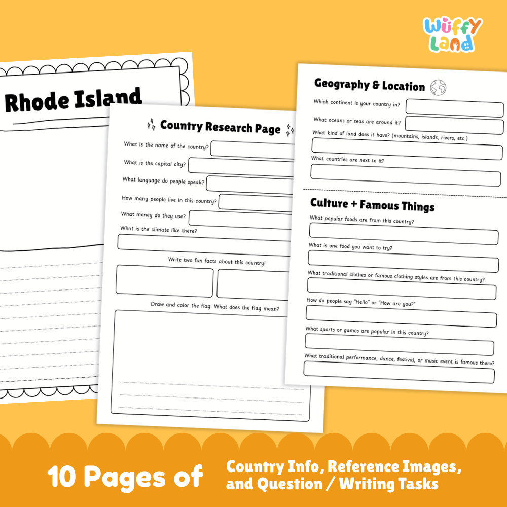 Rhode Island Country Research Project Worksheets and Activity Pages