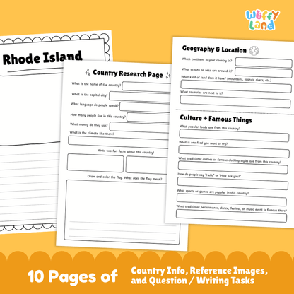 Rhode Island Country Research Project Worksheets and Activity Pages
