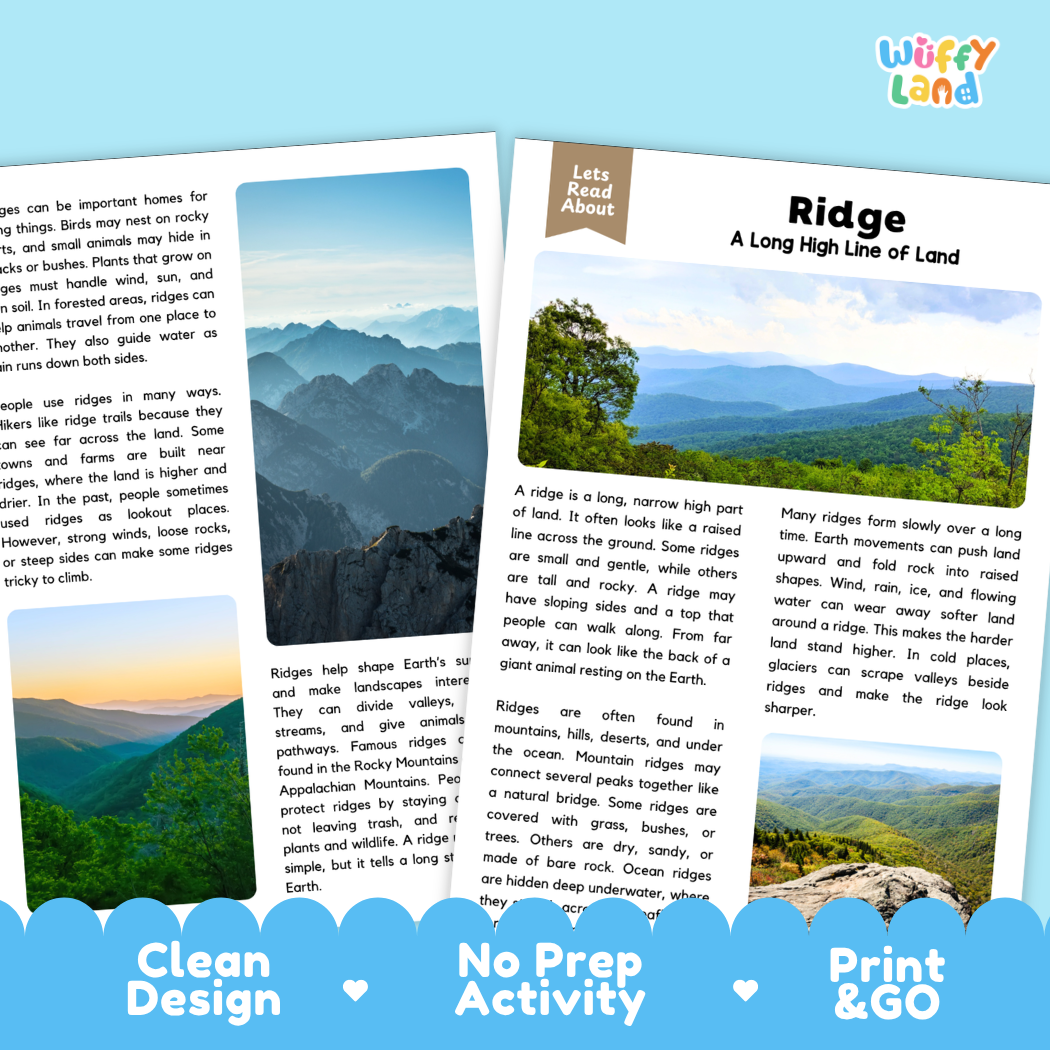 Teacher answer key page showing complete question solutions for ridge reading comprehension practice