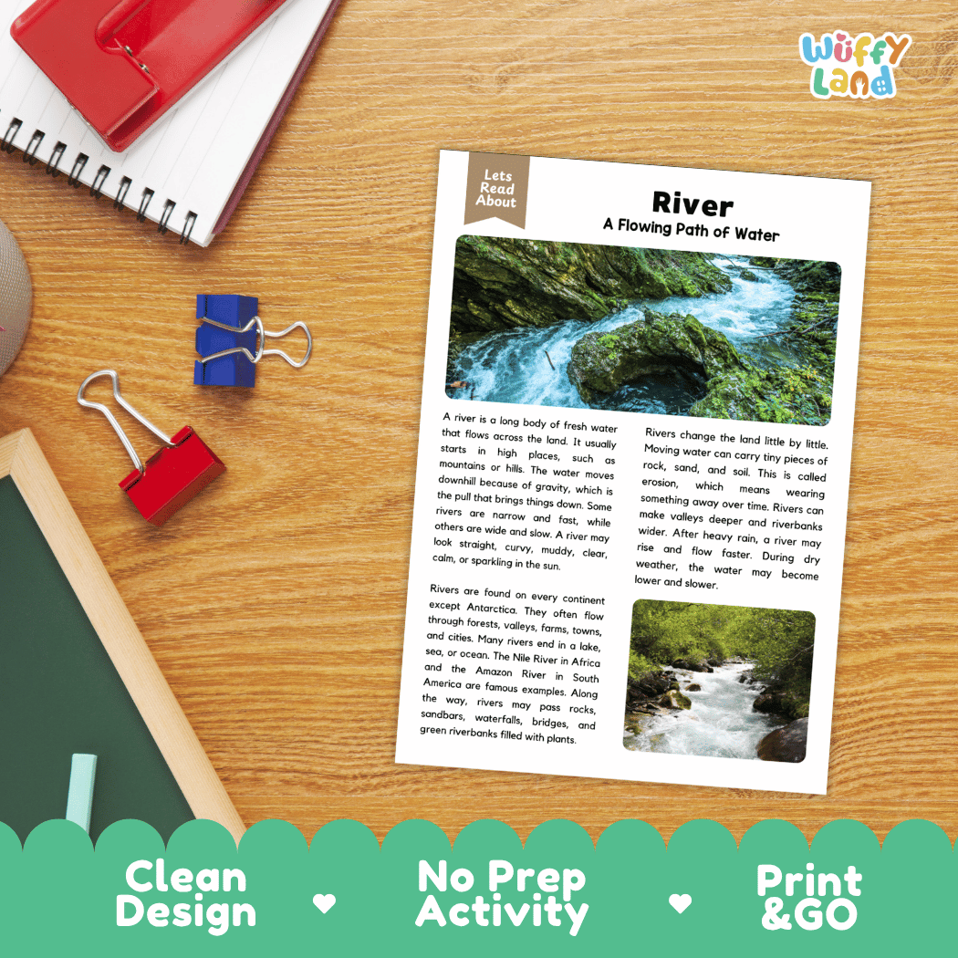 River Reading Passage and Questions Nonfiction Science Worksheets