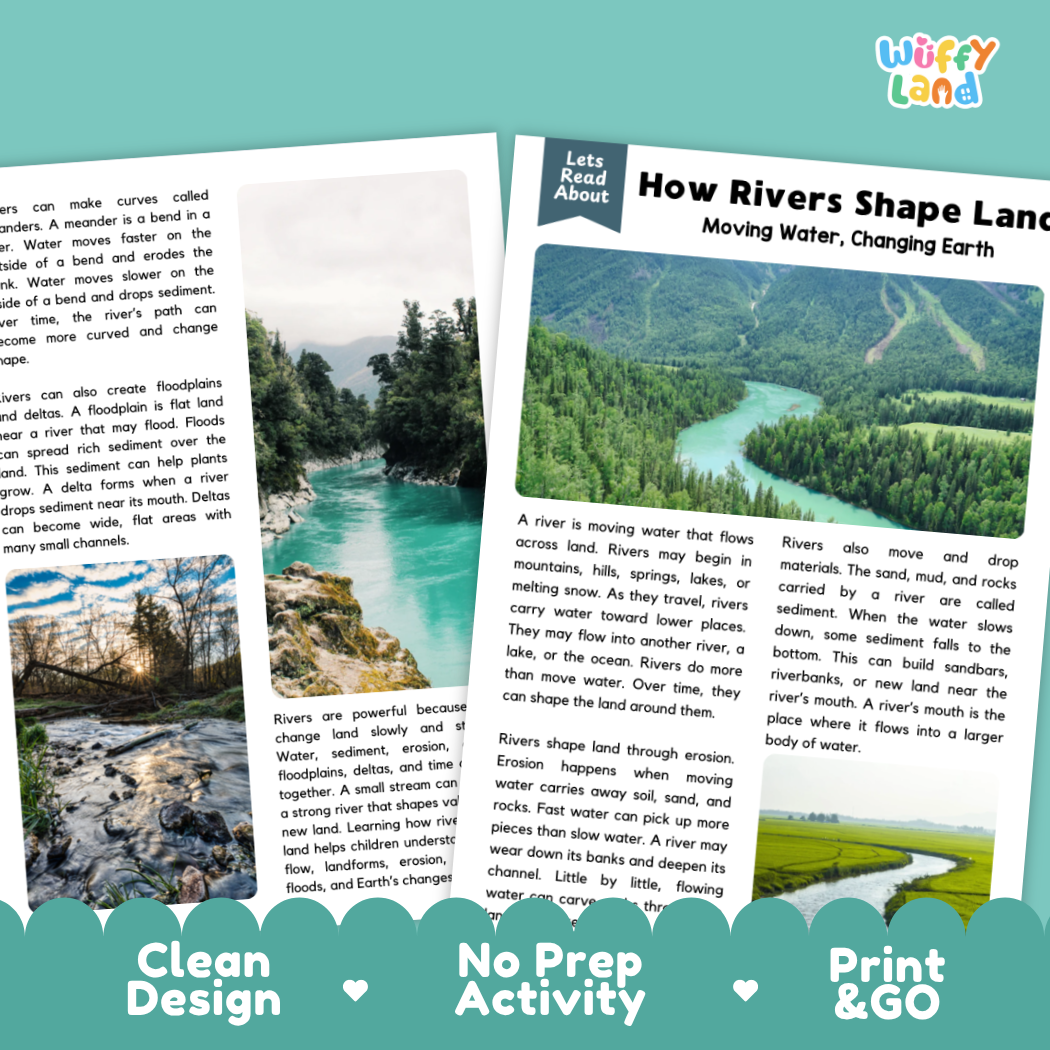 Complete teacher answer key worksheet providing detailed model responses for river comprehension questions
