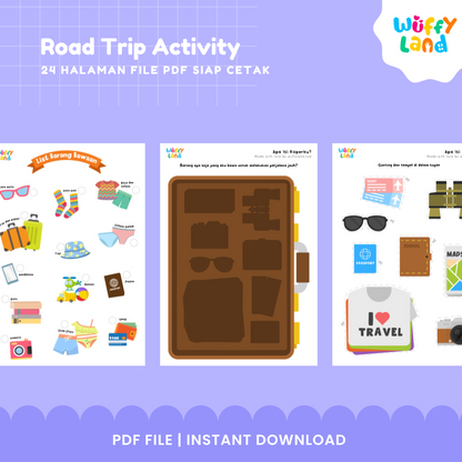 Road Trip Activity Kit for Kids - 24 Page Printable Travel Games and Educational Activities - Instant Download