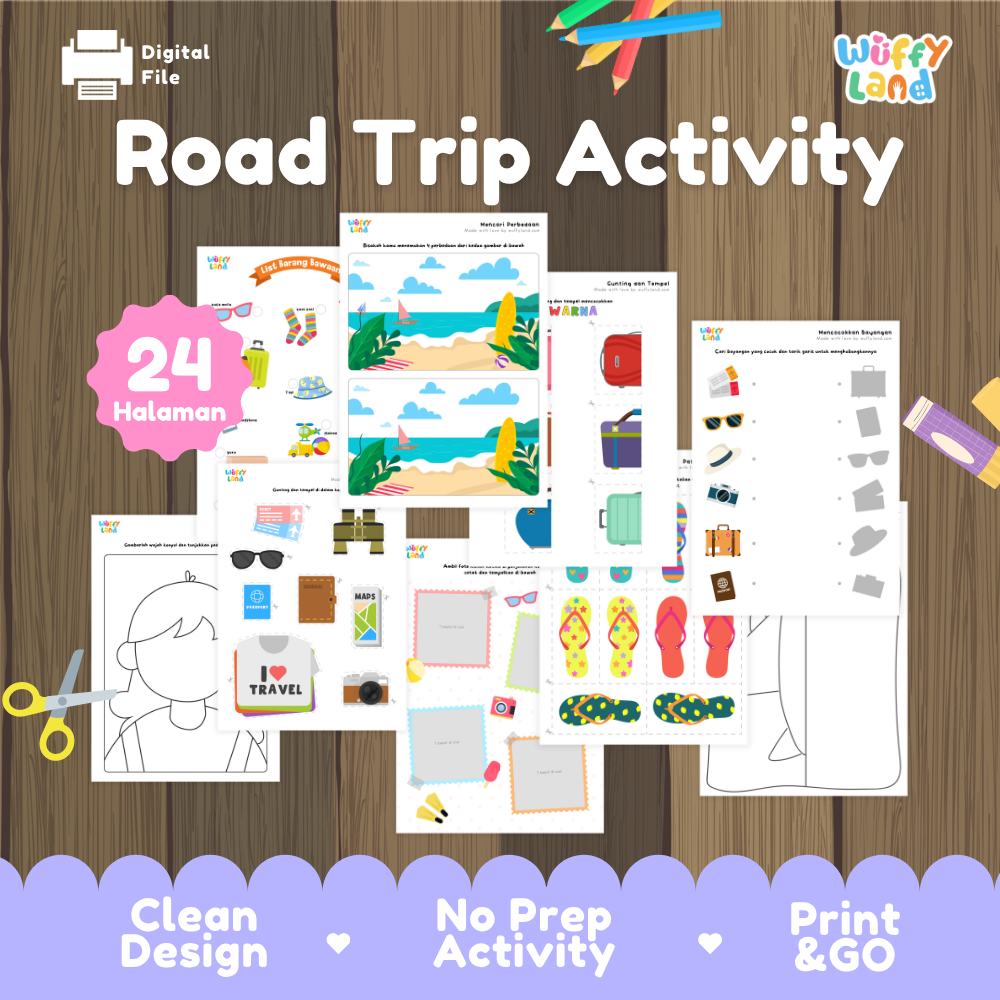 Road Trip Activity Kit for Kids - 24 Page Printable Travel Games and Educational Activities - Instant Download