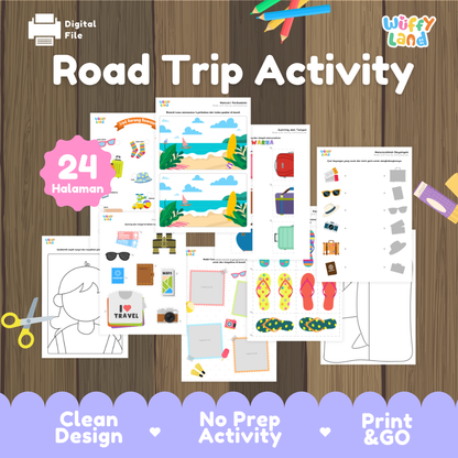 Road Trip Activity Kit for Kids - 24 Page Printable Travel Games and Educational Activities - Instant Download