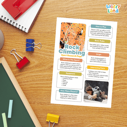 Rock Climbing Sport Research Project Worksheets and Fact Sheet