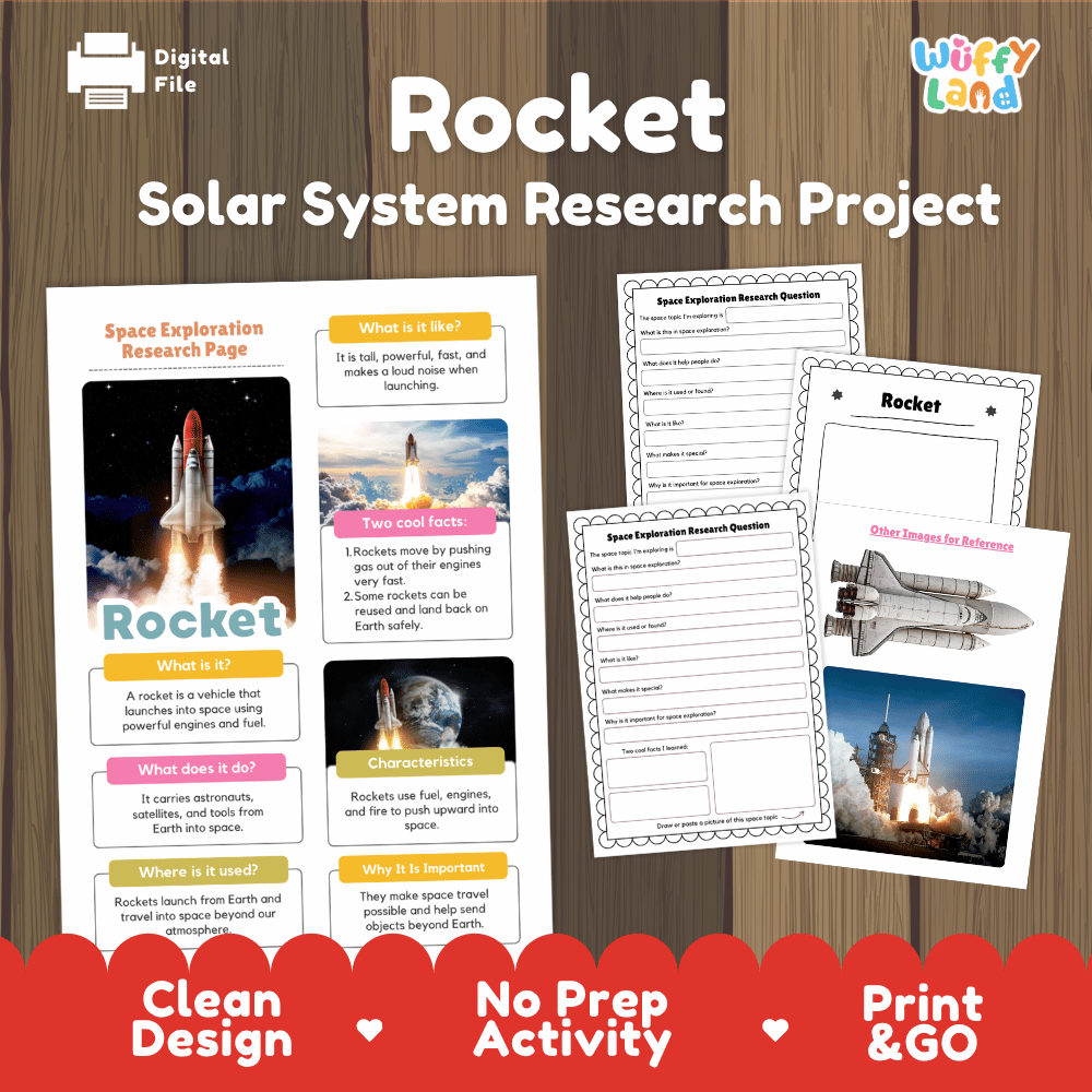 Rocket Solar System Research Project Worksheets and Fact Sheet