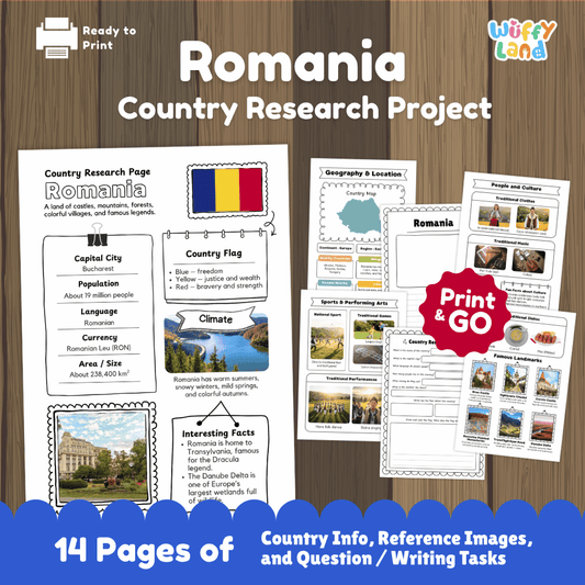 Romania Country Research Project | Geography Worksheets and Writing Tasks