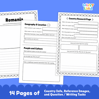 Romania Country Research Project | Geography Worksheets and Writing Tasks