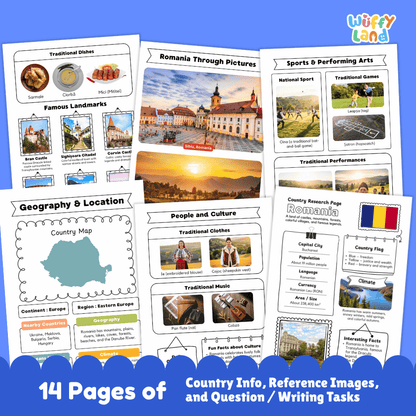 Romania Country Research Project | Geography Worksheets and Writing Tasks