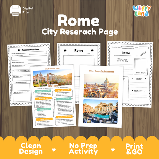 Rome City Research Page Worksheets and Fact Sheet Activity