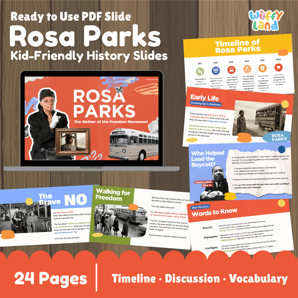 Rosa Parks Kid-Friendly History Presentation PDF Slides