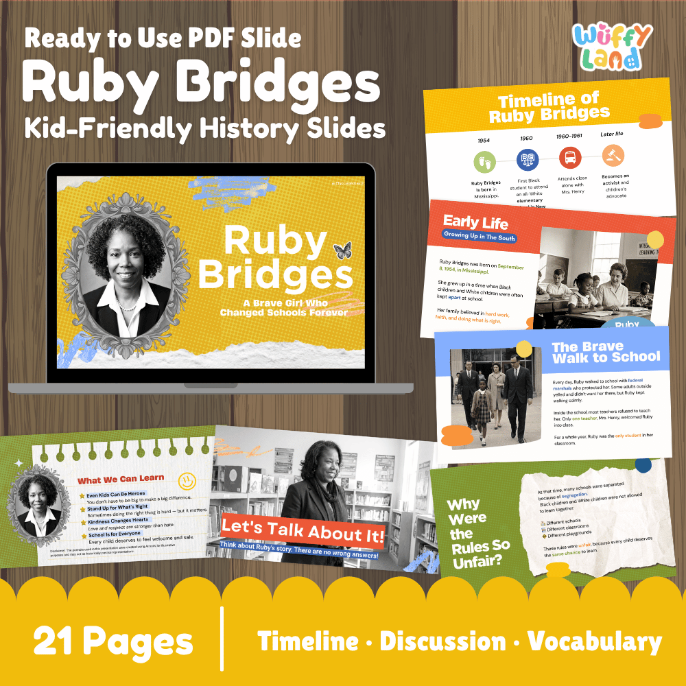 Ruby Bridges Kid-Friendly History Presentation PDF Slides