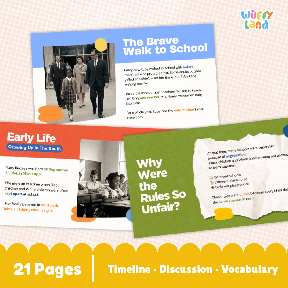 Ruby Bridges Kid-Friendly History Presentation PDF Slides