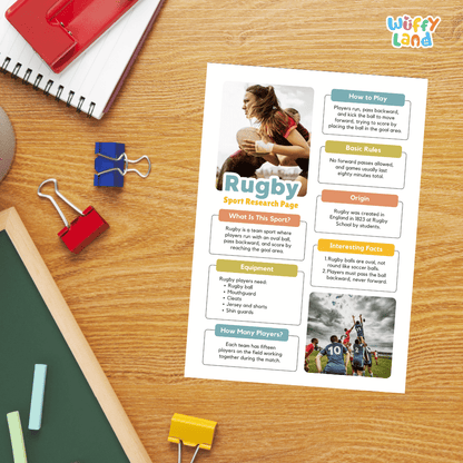 Rugby Sport Research Project Worksheets and Fact Sheet