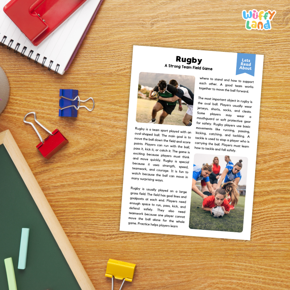 Rugby Sports Reading Passages and Comprehension Questions Worksheets