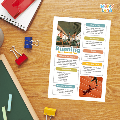 Running Sport Research Project Worksheets and Fact Sheet